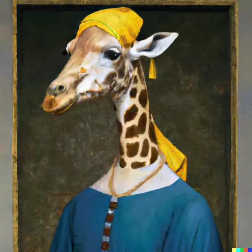 DALL·E 2022 10 25 17.13.34   The giraffe with the pearl earring painted by jan vermeer gigapixel low_res scale 6_00x